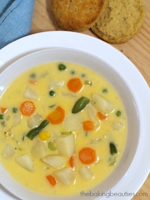 Easy Cheesy Veggie Chowder from The Baking Beauties