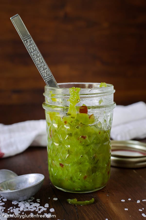 A jar of green sweet relish