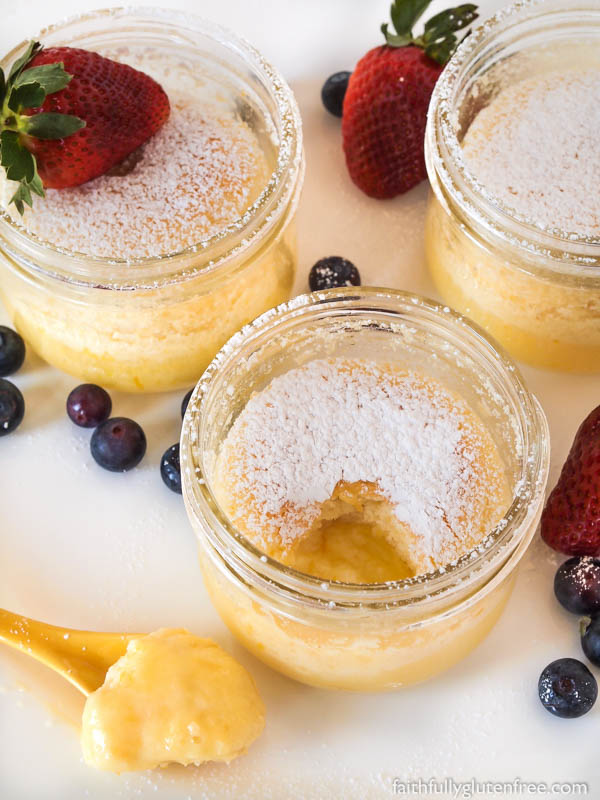 This Gluten Free Warm Lemon Pudding Cake is magical. While it is baking, it creates a light, airy cake on top, with a tangy lemon pudding on the bottom. Sprinkle with some confectioners' sugar before serving, and you've got one impressive (and easy) dessert.