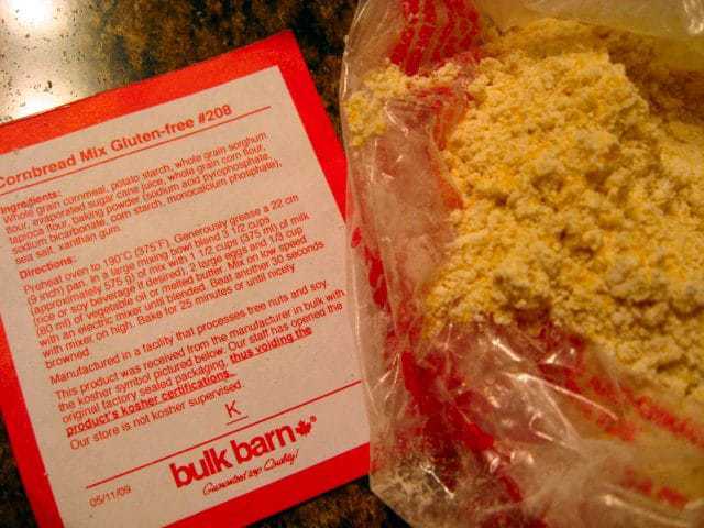 The instructions for Bulk Barn gluten free cornbread mix.