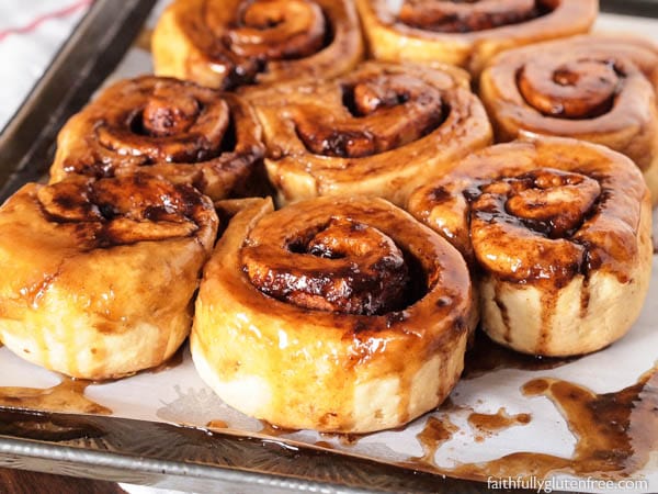 A pan of gluten free Sticky Buns