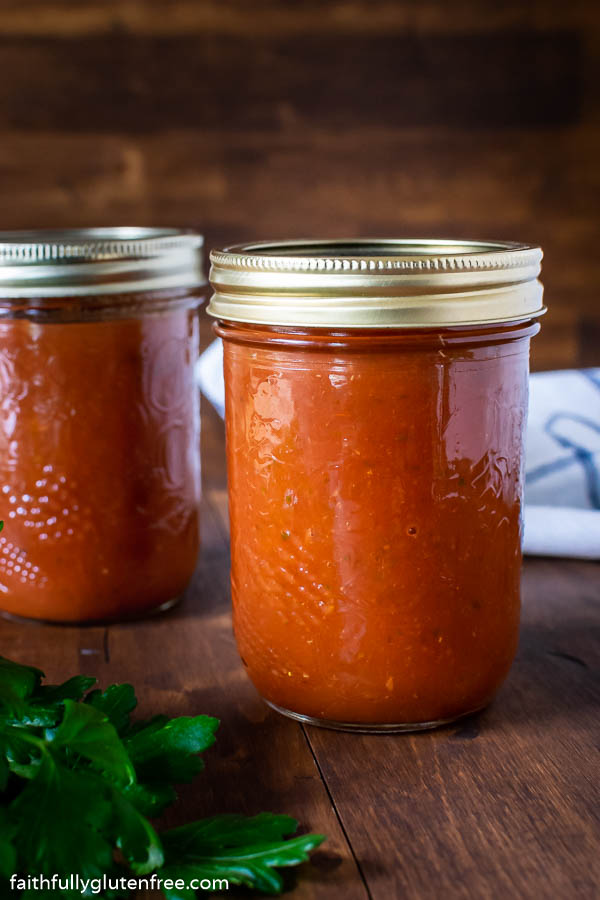 Jars of canned tomato soup