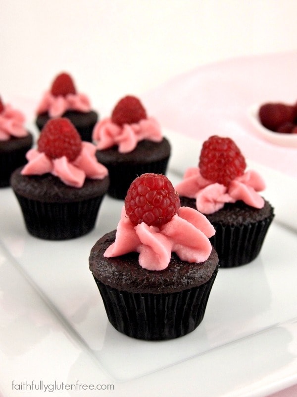 Gluten Free Chocolate Raspberry Cupcakes from Faithfully Gluten Free