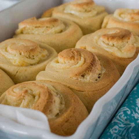 I took the sweet citrus flavour of Paska, or Easter Bread, and baked some amazing gluten free Paska Rolls. Filled with a delicious cream cheese and citrus zest filling, these rolls would be perfect for Easter brunch.