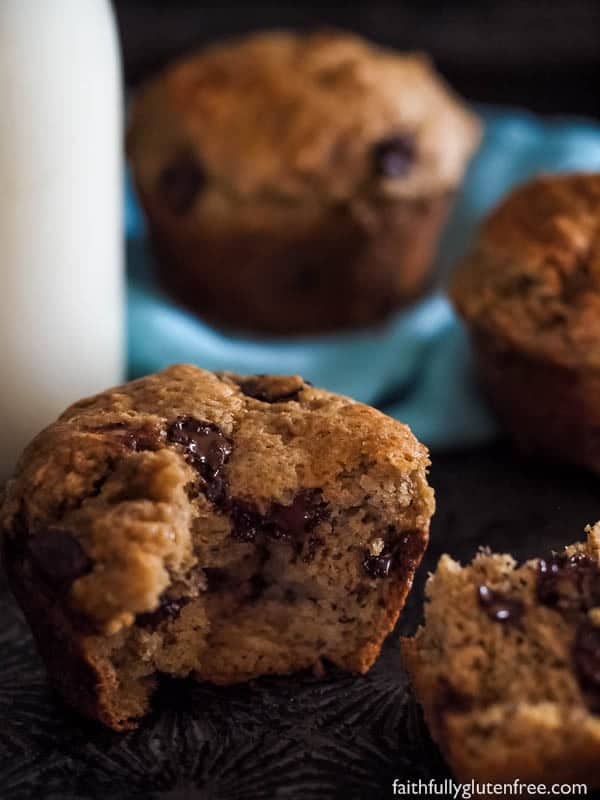 These gluten free Banana Chocolate Chip Muffins are perfect for the lunch kit, or an afternoon pick me up.