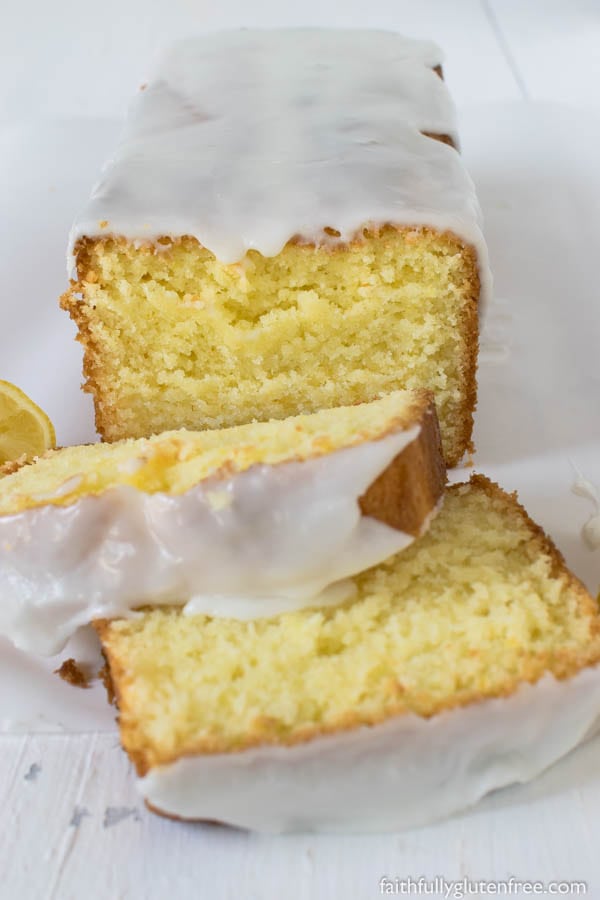 This Gluten Free Lemon Pound Cake, drizzled with a tart lemony glaze, is the perfect dessert, afternoon snack, or little "something special" in your kid's lunch kit.