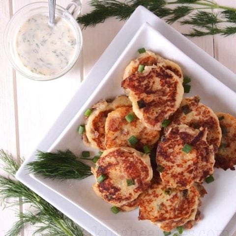 Gluten Free Potato Pancakes with a Creamy Lemon Dill Sauce | The Baking Beauties