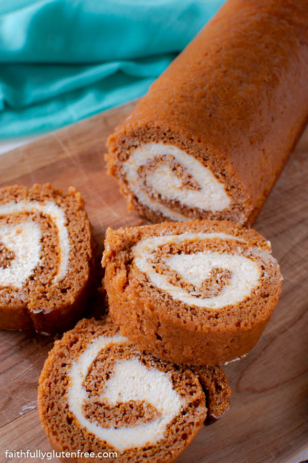 Slices of pumpkin roll cake