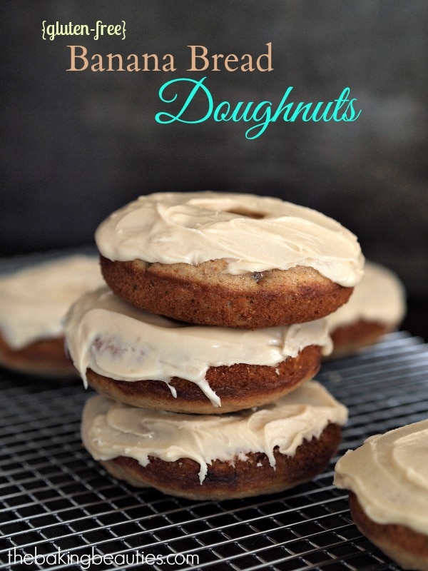 Gluten Free Baked Banana Bread Doughnuts with a Caramel Glaze