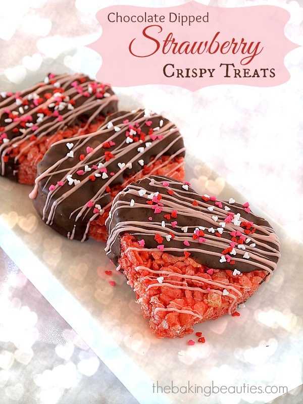 Chocolate Dipped Strawberry Crispy Treats from The Baking Beauties