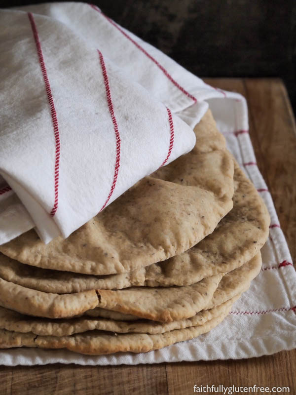 Wrap your hands around these warm, soft, pliable Gluten Free Pita Bread filled with salad, falafels, or gyros.