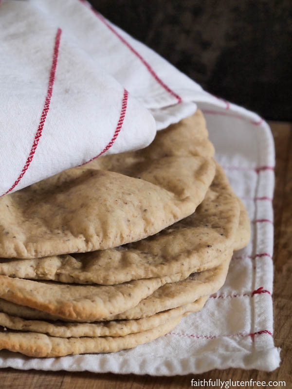 Wrap your hands around these warm, soft, pliable Gluten Free Pita Bread filled with salad, falafels, or gyros.