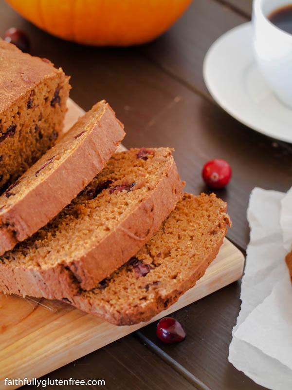 Slices of pumpkin cranberry loaf