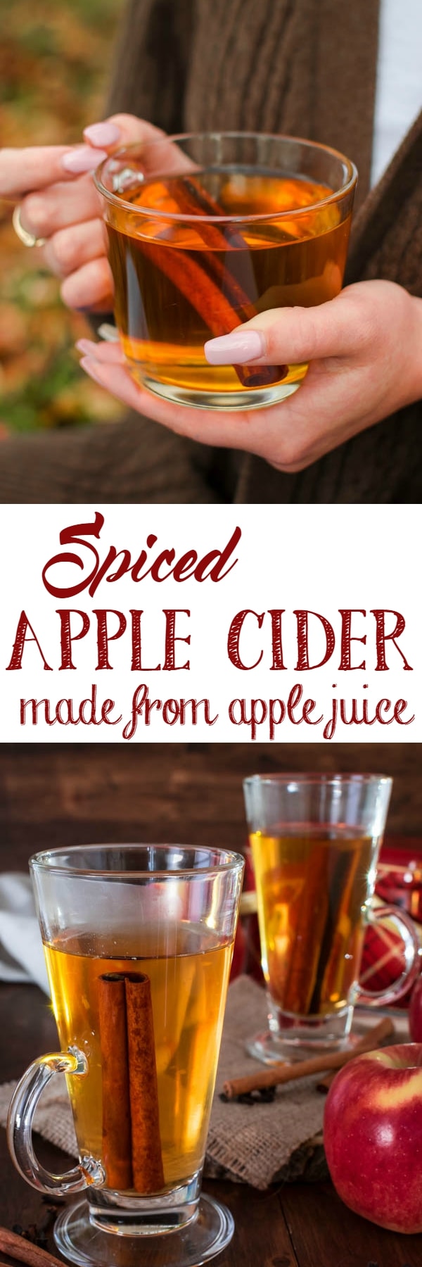Just because you don't press your own apples, doesn't mean that you can't enjoy a warm mug of cider - this Spiced Apple Cider is made from apple juice.