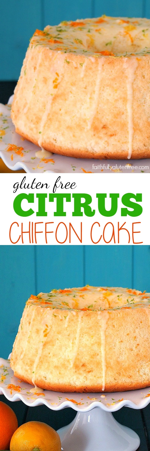Filled with lemon, lime, and orange zest, this Gluten Free Citrus Chiffon Cake is a ray of sunshine on an otherwise cloudy day.
