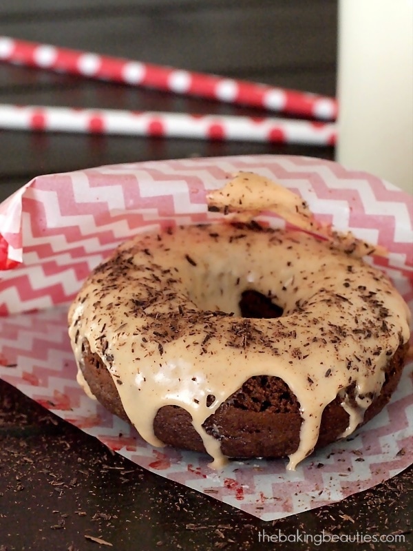Gluten Free Chocolate Fudge Doughnuts with Peanut Butter Glaze