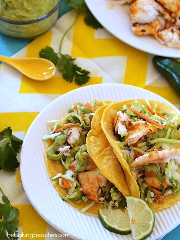 Summer is here! Fire up the grill for these awesome Grilled Fish Tacos from The Baking Beauties (gluten free, dairy free, nut free, egg free)