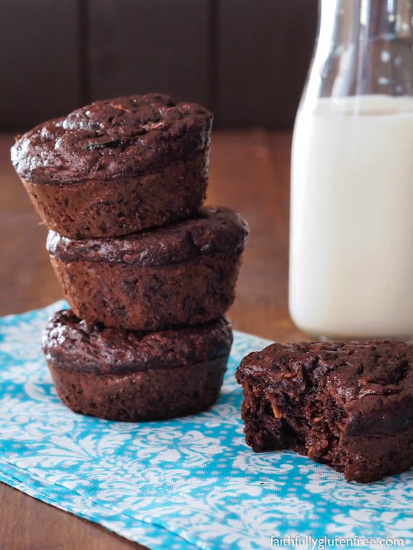 These fudgy gluten free Double Chocolate Zucchini Muffins sure don't taste like a healthy treat, but they are. A great way to use your zucchini bounty.