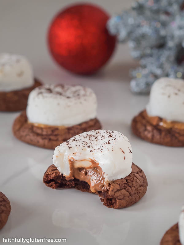 chocolate cookies topped with marshmallow