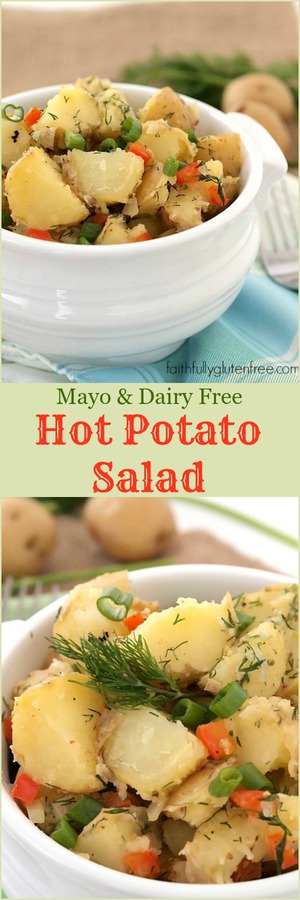 Hot Potato Salad - No Mayo, No Dairy from Faithfully Gluten Free