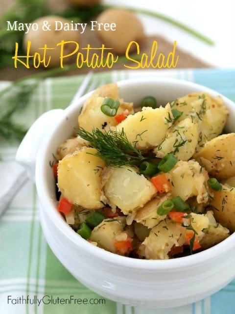 Hot Potato Salad - No Mayo, No Dairy from Faithfully Gluten Free