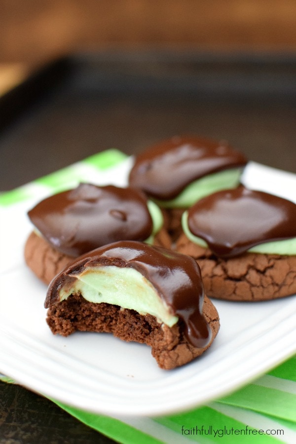 A soft, brownie-like cookie is the base for these Gluten Free Chocolate Mint Cookies