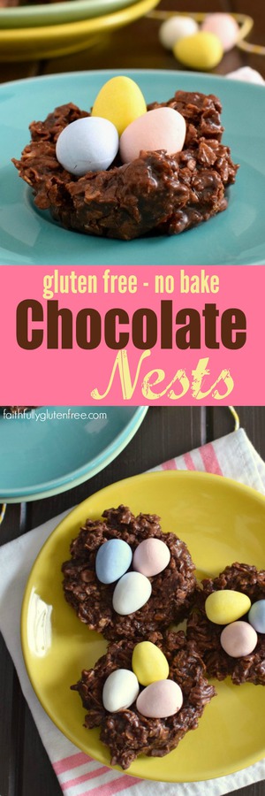 Have fun this Easter with these cute gluten free No Bake Chocolate Nests. Nestled inside is a special treat that everyone loves this time of year, chocolate mini eggs.