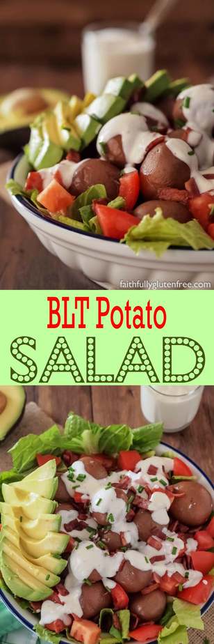 Try something new this summer like this easy layered BLT Potato Salad (Avocado optional)