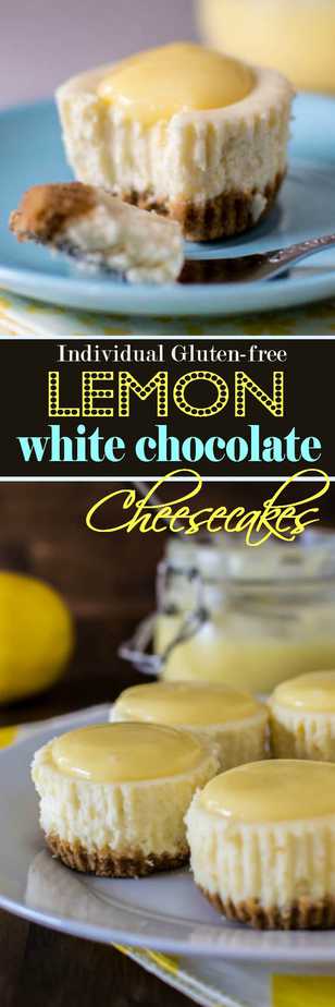 Individual desserts are so in right now! You will love these individual gluten free Lemon White Chocolate Cheesecakes.