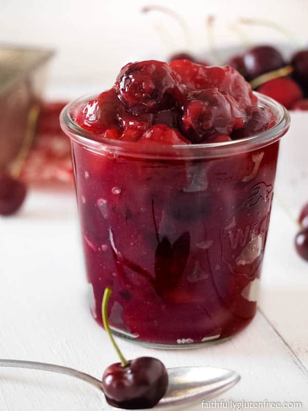 Easy Sweet Cherry Pie Filling from scratch (gluten & dairy free)