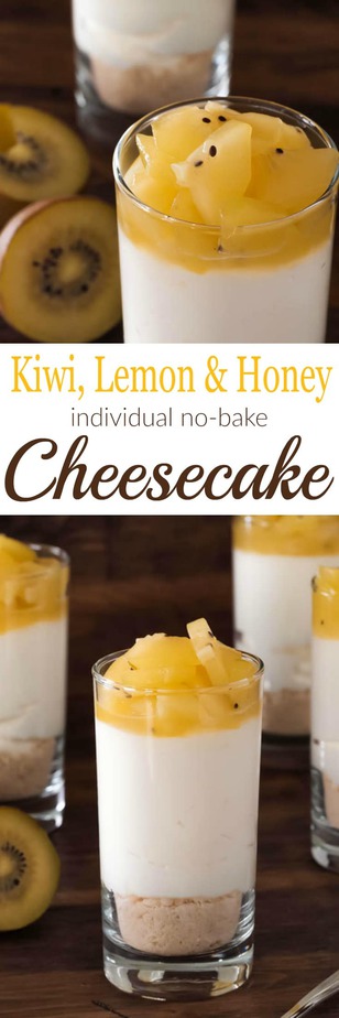 Summer entertaining is easy with these Individual Kiwi, Lemon and Honey No Bake Cheesecakes!