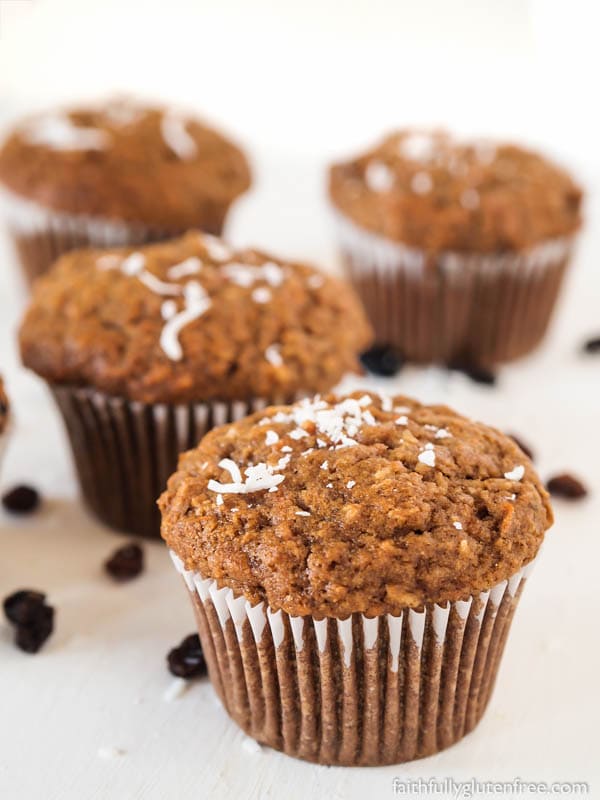 Enjoy these Gluten Free Morning Glory Muffins with a hot cup of coffee, or while you're in the car on the go. Loaded with carrots, raisins, nuts, coconut, apple and cinnamon, these muffins aren't only packed full of nutrients, they taste great too.
