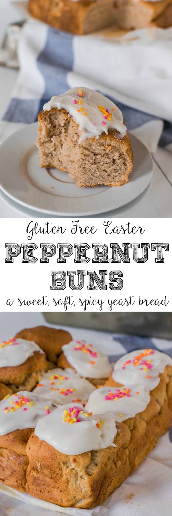 These gluten free Peppernut Buns, also called Papante or Spice Buns, are sweet yeast buns with warming spices, including black pepper. Topped with a simple icing, and sprinkles, they are a traditional Mennonite Easter bun.
