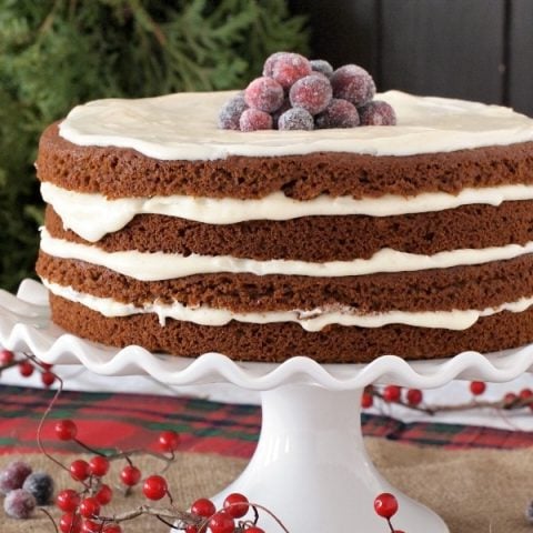 Gluten Free Gingerbread Cake with Eggnog Cream Cheese Frosting