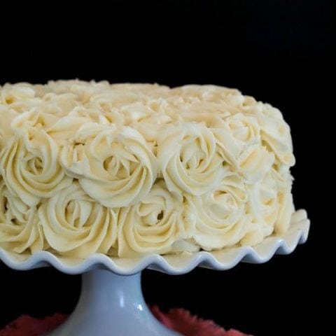 Gluten Free Vanilla Layer Cake {with rose decorating tutorial}