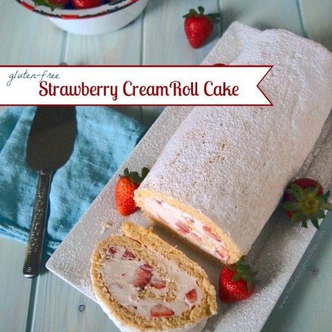 Gluten Free Strawberry Cream Roll Cake