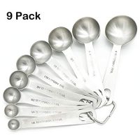Lucky Plus Stainless Steel Measuring Spoons Set 18/8(304) Steel Material Heavy Duty 9 Measuring Spoons (10ml & 20ml)