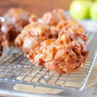 Cooling rack with glazed Apple Fritters
