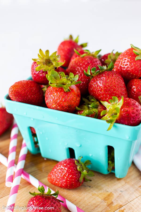 a basket of strawberries