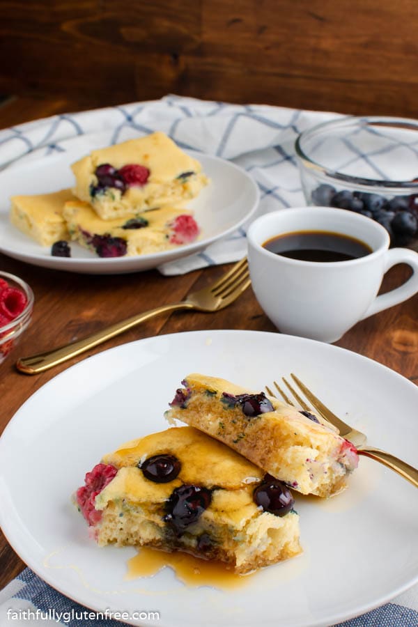 Sheet Pan pancakes with blueberries