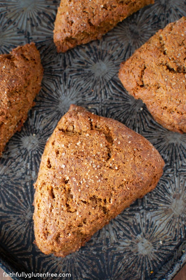 gingerbread scones on a baking sheet