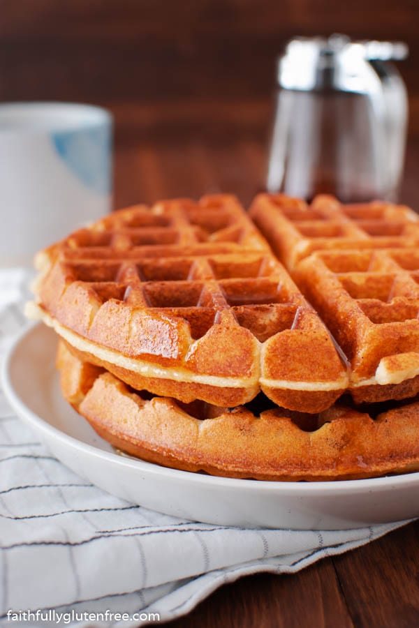 a stack of Belgian waffles