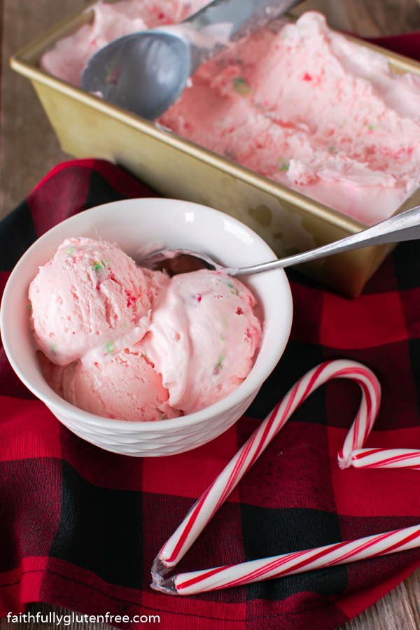 a bowl of pink peppermint ice cream