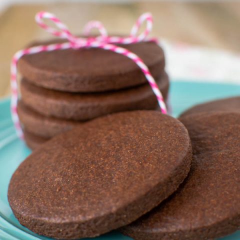 stack of chocolate sugar cookies