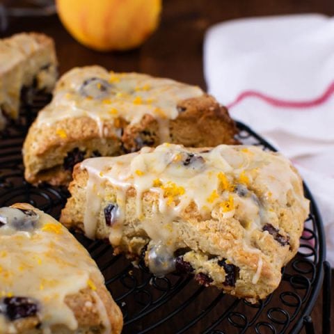 glazed scone on a cooling rack